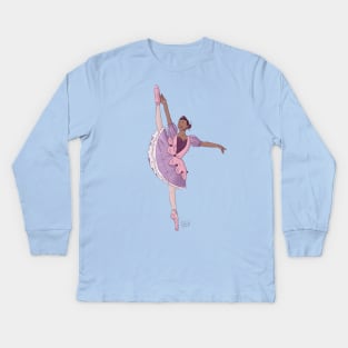 The Sugar Plum Fairy (blue background) Kids Long Sleeve T-Shirt